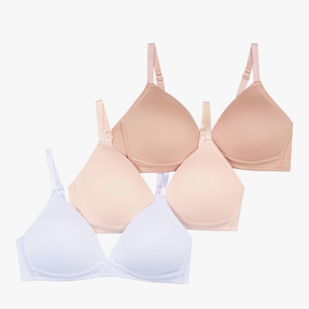 Tahari Girls' 3-Pack Molded Wireless Bras Sz 36-A New In Package